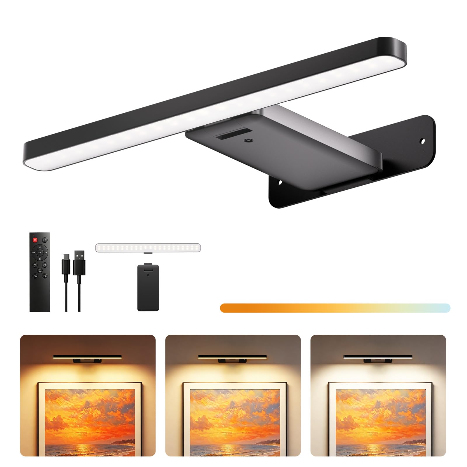 Picture Lights for Wall with Detachable 10000mAh Rechargeable Battery