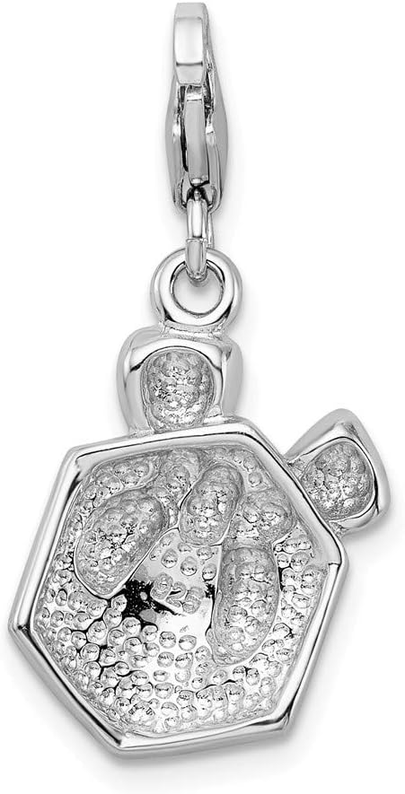 Adornica Diamonds Sterling Silver Rhodium-Plated Red Enameled Present with Lobster Clasp Charm