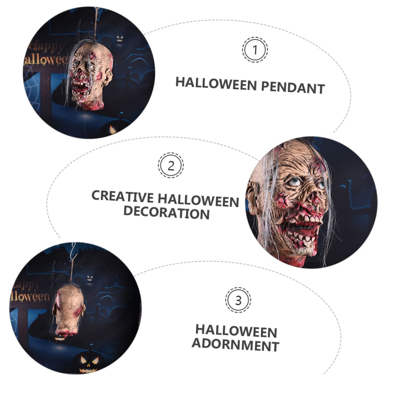 GLEAVI Testa Mozzata Animata Halloween Appesa Decorazione da Festa Spaventosa e Esterni Pendente Horror