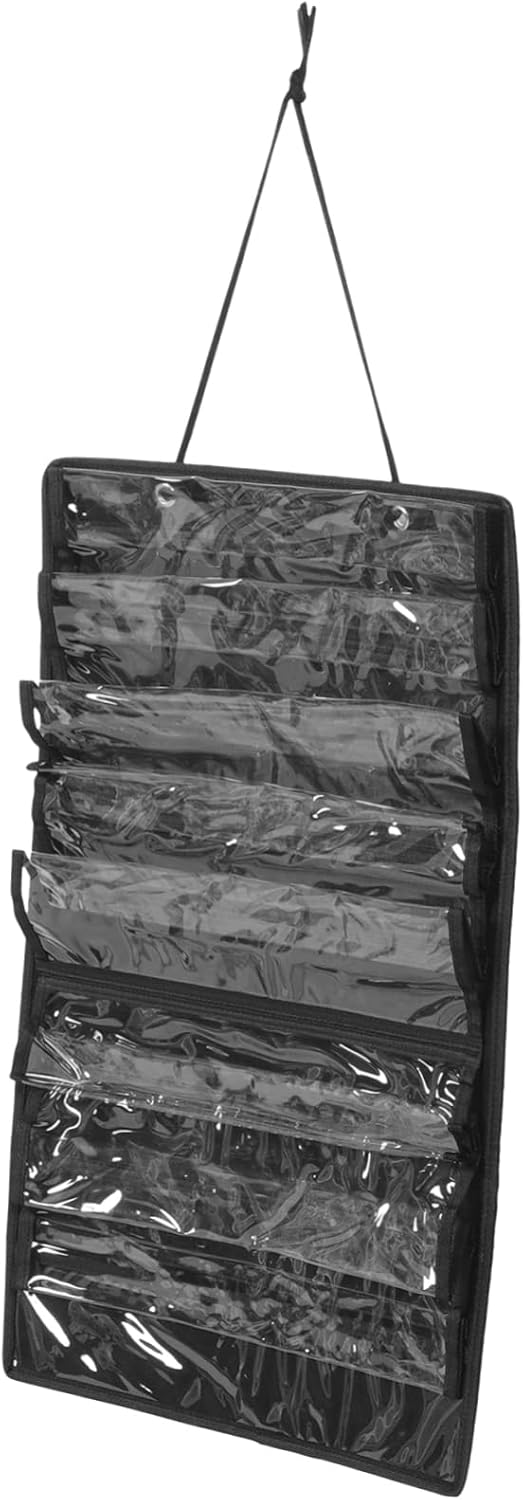 Alipis Wall Hanging Taekwondo Belt Organizer Felt Display Bag for Karate Belts Medal Storage Rack Space-Saving Wall for Martial Arts Gear Black
