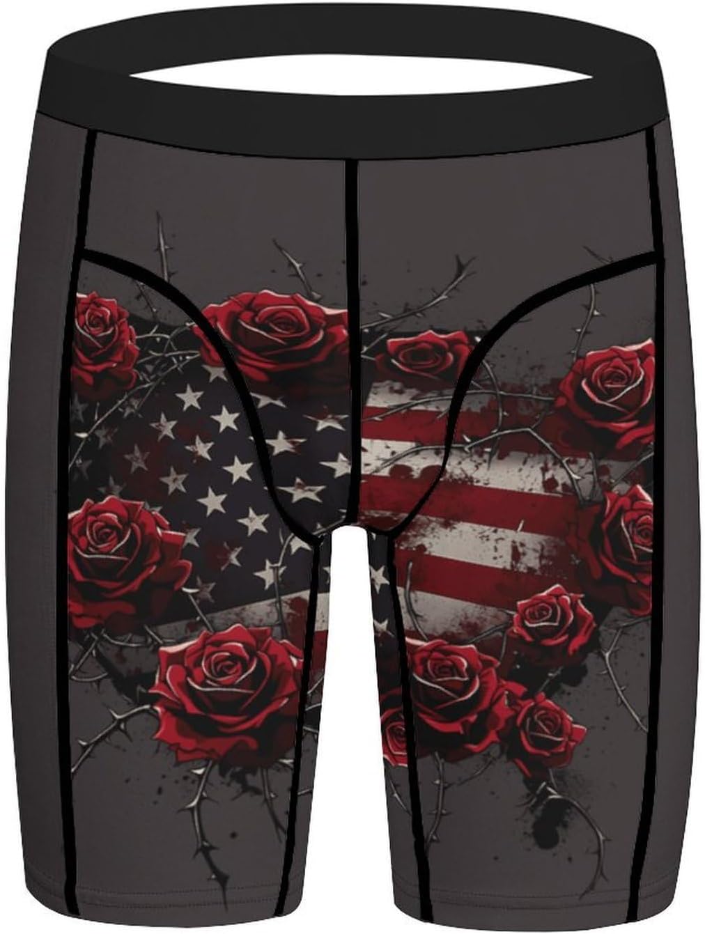 Rose Bloom Emblem Soft Breathable Men Athletic Underwear Stretch Quick Dry Sport Boxer Briefs for Daily Workout Gym Wear