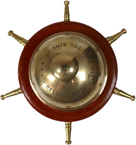 Miniatura 5 de Ebros Gift Timón de barco de estilo antiguo vintage de 6 pulgadas de ancho, rueda de timón victoriano de latón con escritorio frontal de madera,