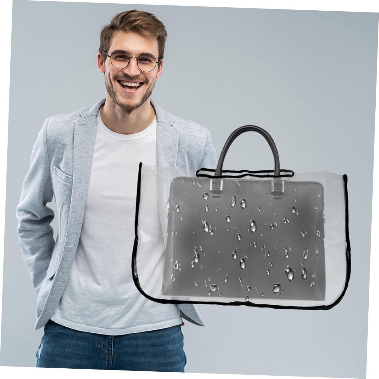 ULTECHNOVO 2 Piezas Funda de Bolsa de Mano para Lluvia Cubierta Protectora Lluvia en Material Eva Transparente Bordes Sellados Alta Visibilidad para Uso al Aire Libre