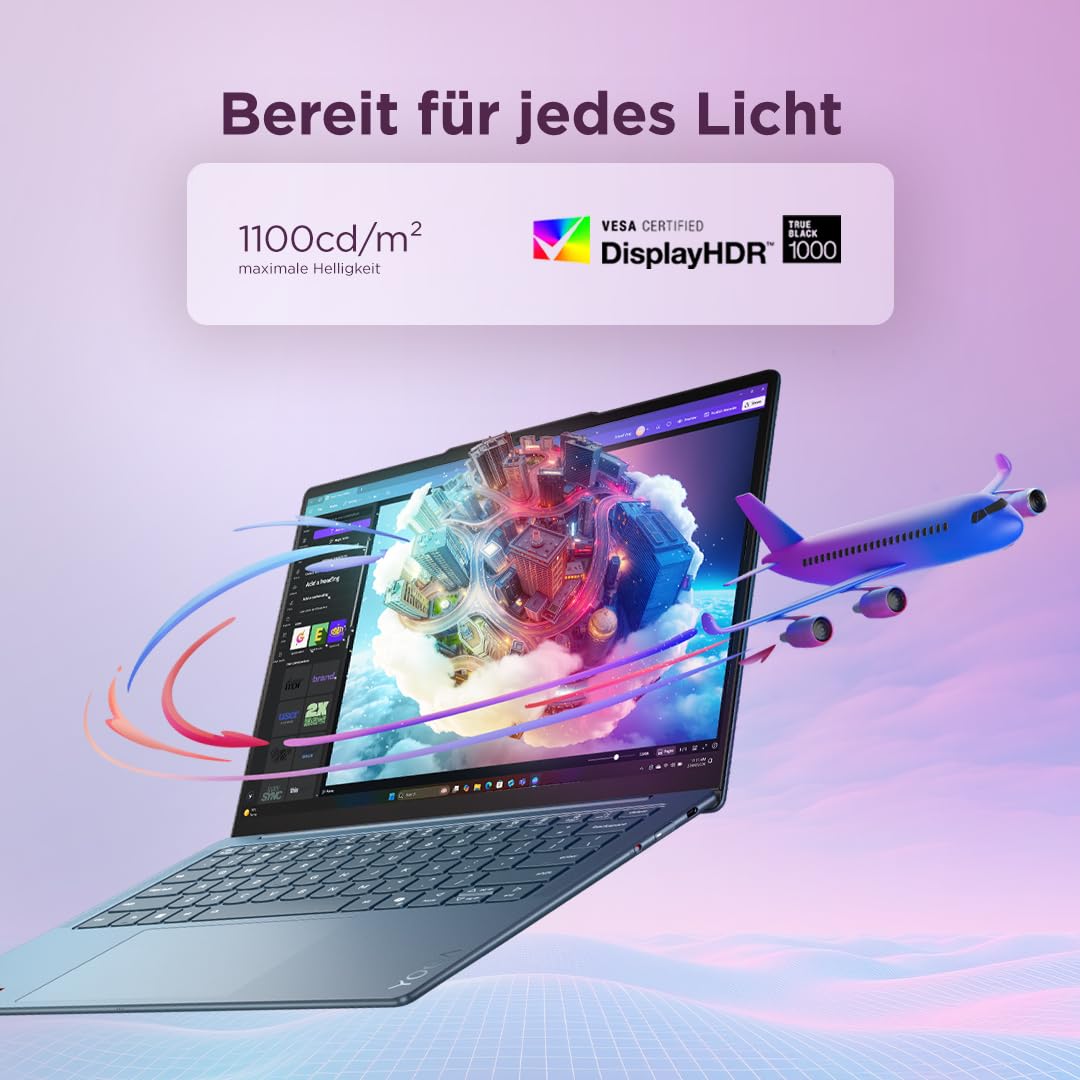 Lenovo Yoga Slim 7 Laptop | 14" 2.8K WUXGA OLED Display | AMD Ryzen AI 7 445 | 16GB RAM | 1TB SSD | AMD Radeon Grafik | Windows 11 | QWERTZ | Tidal Teal | 3 Monate Premium Care