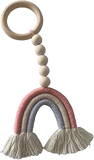 HOCHET ARC-EN-CIEL pour bébé, hochet à suspendre, jouet en bois et macramé, hochet pour arche de jeux