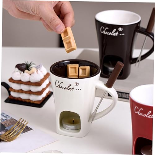 Miniatura 9 de HOMSFOU 2 juegos de mantequilla de chocolate olla caliente taza multifunción olla de fusión de cerámica olla calentador de queso fuente de fusión