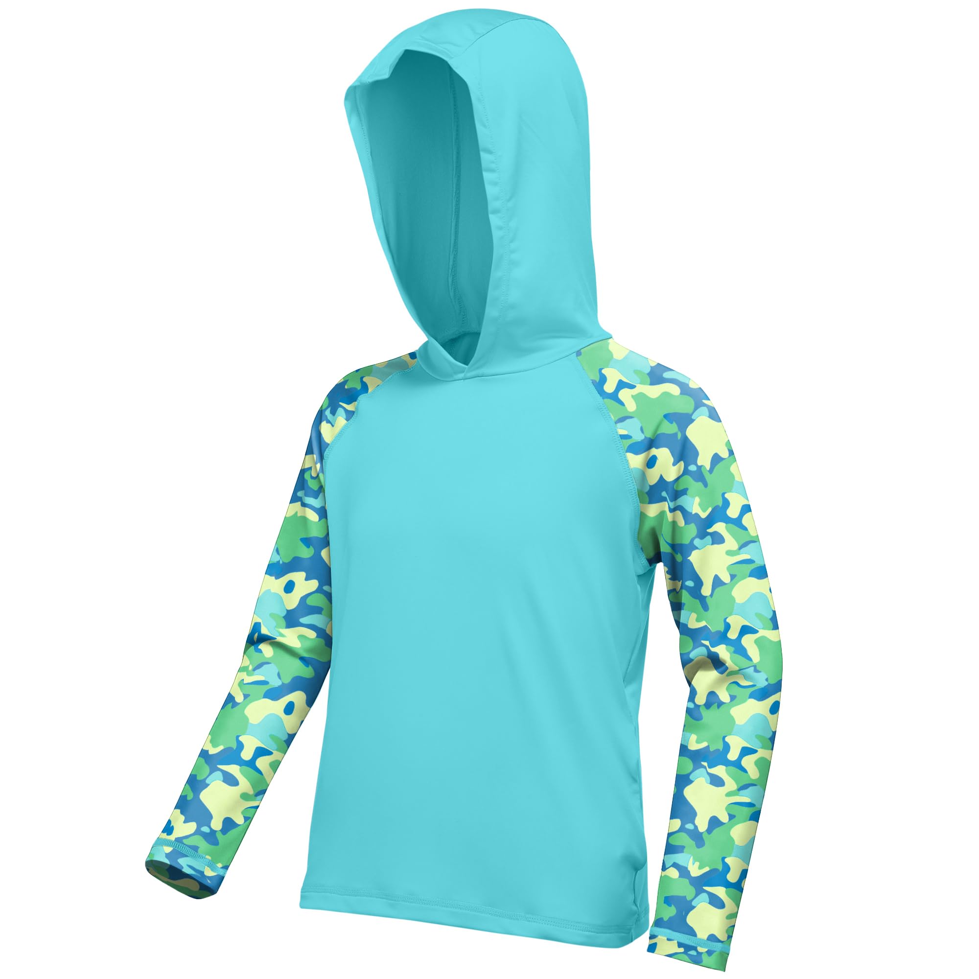 Boys Rash Guard Swim Hoodie, Kids Long Sleeve Sun Fishing Shirts