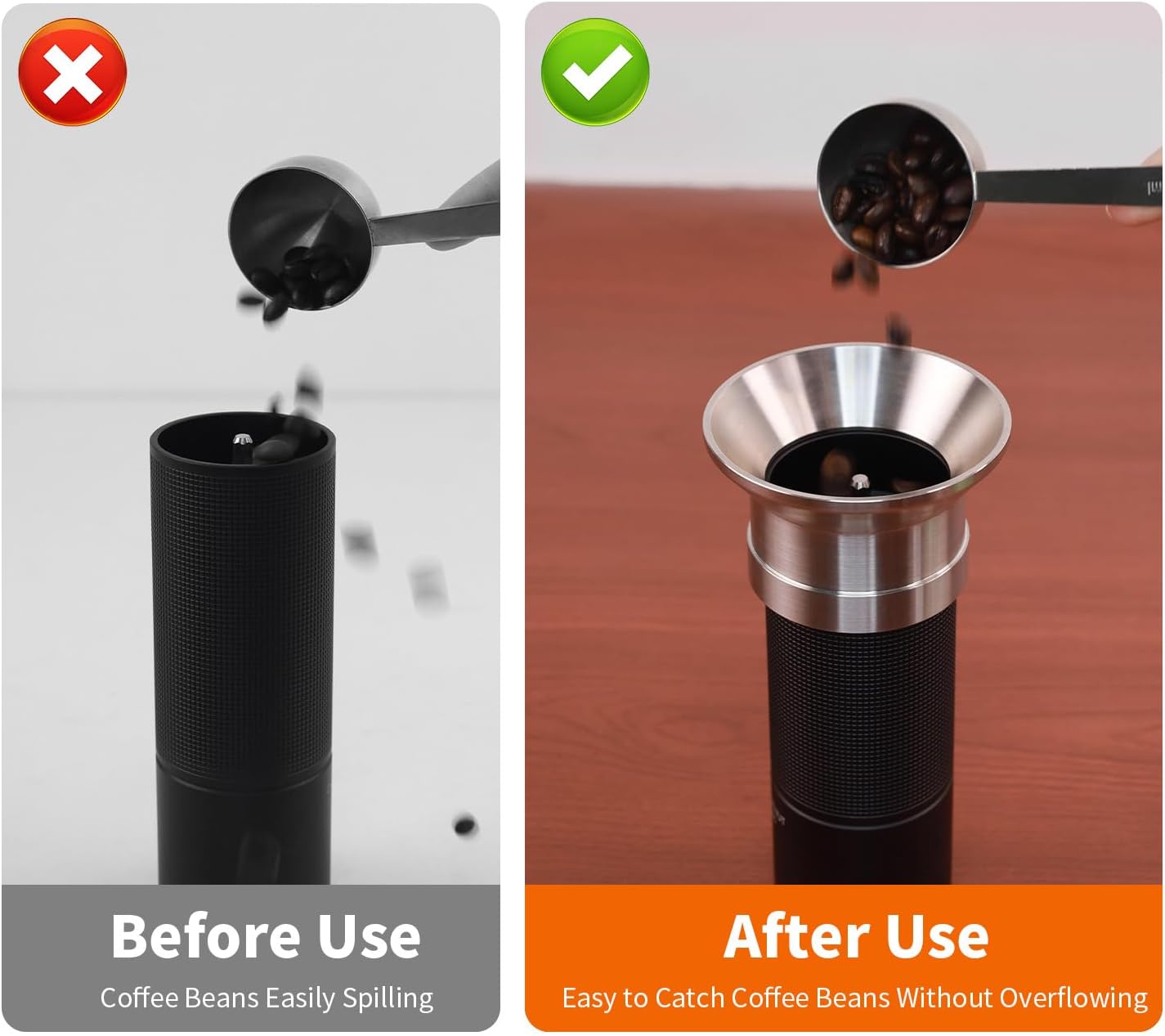 Dosing Funnel for Manual Hand Coffee Grinder, 304 Stainless Steel Coffee Grinder Stand Base Keep the Body Steady, Compatible with KINGrinder K2/K0, TIMEMORE C3/C3S/C3S Pro/C2S/C5 Pro, 1Zpresso X-Ultra