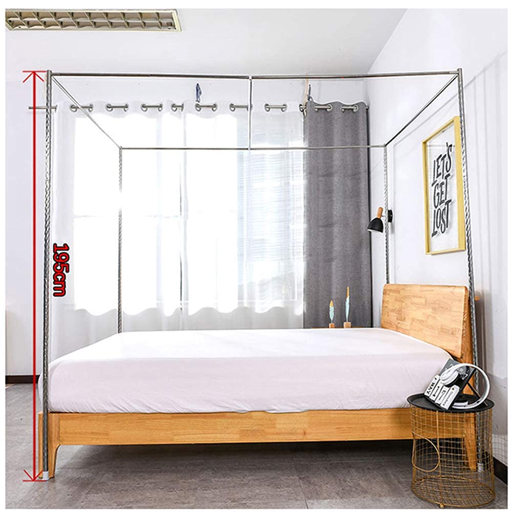 Staffa per baldacchino in acciaio inox, telaio a 4 angoli per zanzariera, supporto in acciaio resistente con connettori a T in metallo per un'efficace protezione dagli insetti ed elegante decorazione