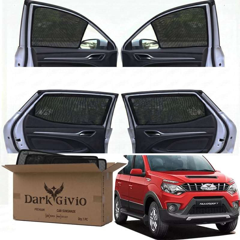 Image of Car Window Sun Shade Protector for NUVO Sports | Exact Fit Non-Magnetic Half Cut Sunshade (Set of 4 /6) | UV Blocker Side Window Car Curtains & Interior Accessory