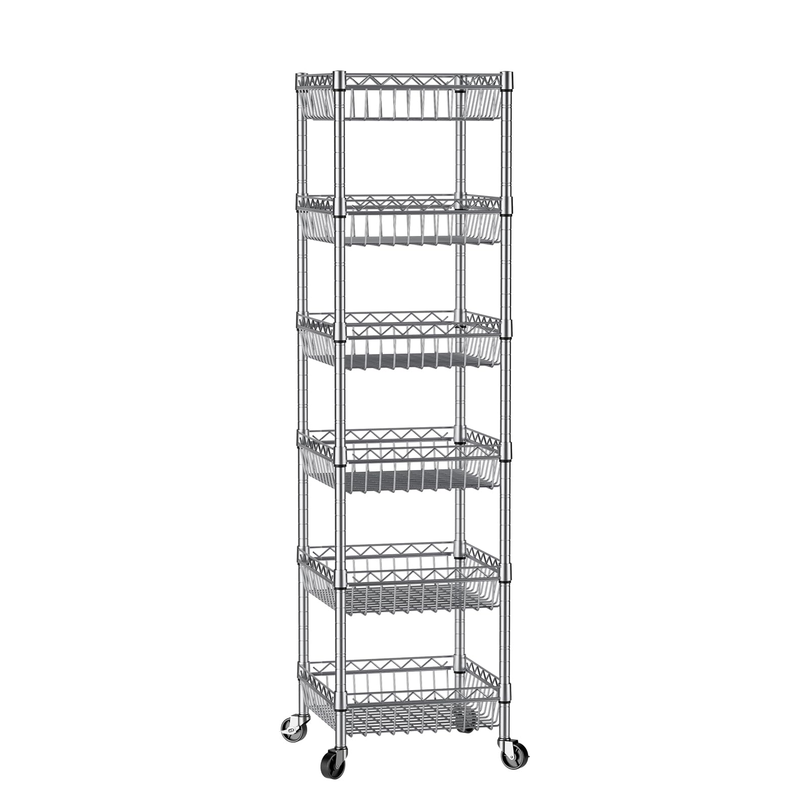 SINGAYE Estantería de almacenamiento ajustable de 6 niveles, unidades de pie con ruedas, organizadores de estantería de alambre, despensa de metal, cocina, lavandería, 34.3 cm de profundidad x 34.3 cm