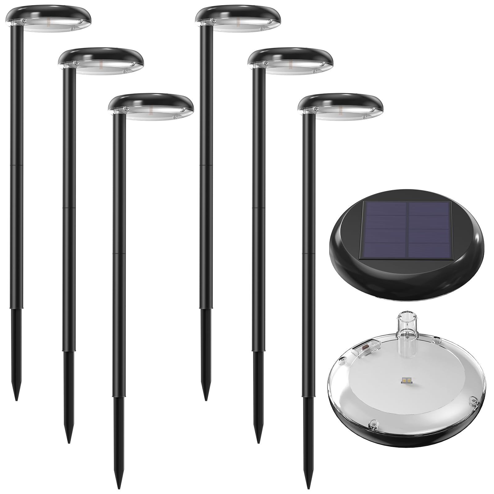 VWCYL+ Solar Pathway Lights - Super Bright 300 Lumens with 2-in-1 Warm White & Daylight Color, Solar Path Lights for Pathway, Sidewalk, Driveway, Garden,Parterre etc,Landscape Lighting (6-Pack)
