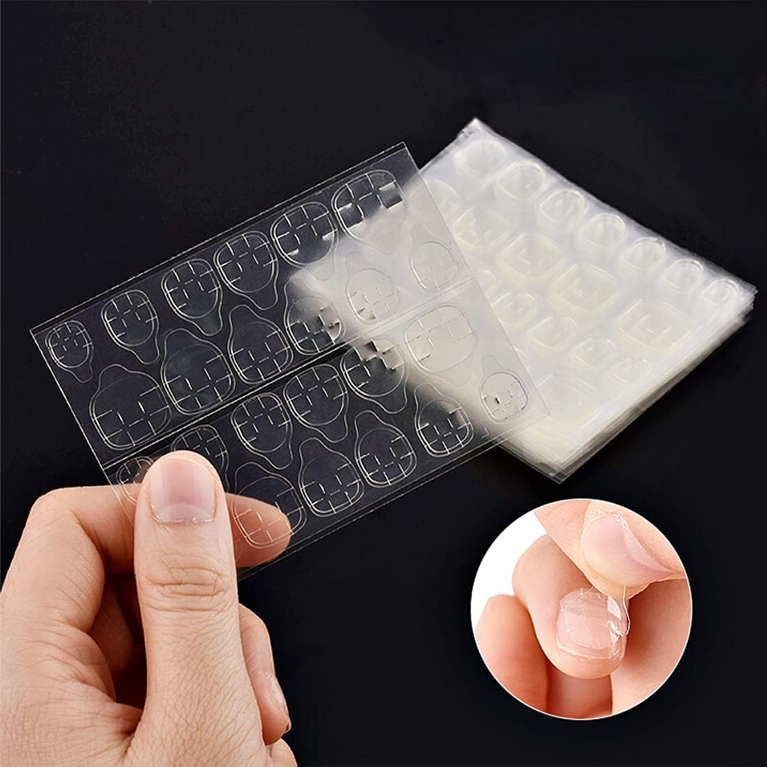 3 Sheets Double-Sided Nail Sticker for Press on Nails, Waterproof Breathable False Nail Tips | Jelly Glue Adhesive Tabs Super Sticky Fake Nail Glue Stickers for Manicure (3 Sheets - 72pcs)