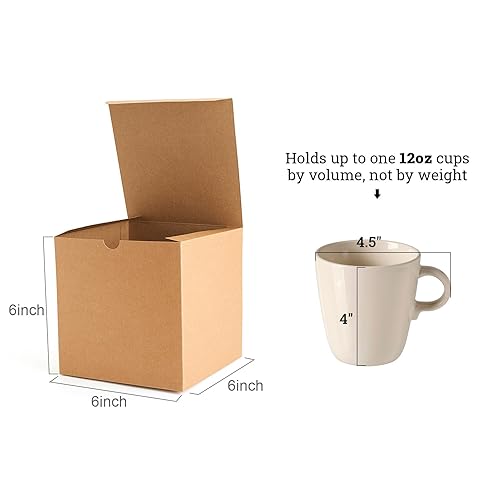 Miniatura 2 de MESHA Cajas de regalo de 6 x 6 x 6 pulgadas, paquete de 300 cajas de regalo de cartón kraft con tapas, caja de regalo de propuesta de dama de honor,