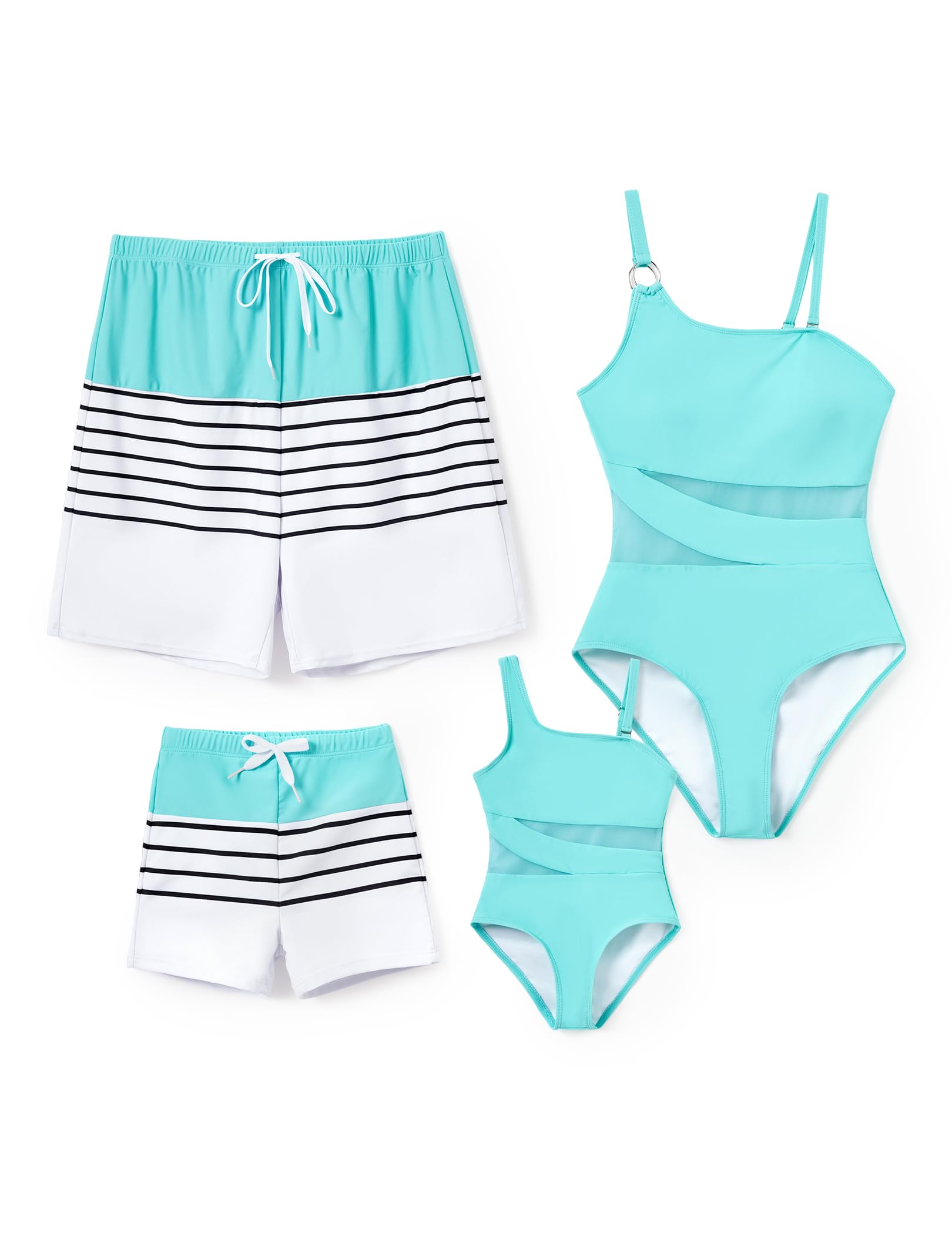PATPAT Family Matching Summer Swimwear, Women and Girl One-Piece Swimsuit, Men and Boy Swim Trunks