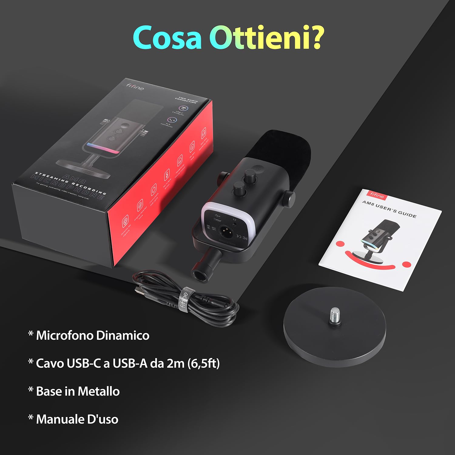 FIFINE Gaming Microfono Dinamico USB XLR per PC PS4 PS5 Streaming Podcasting