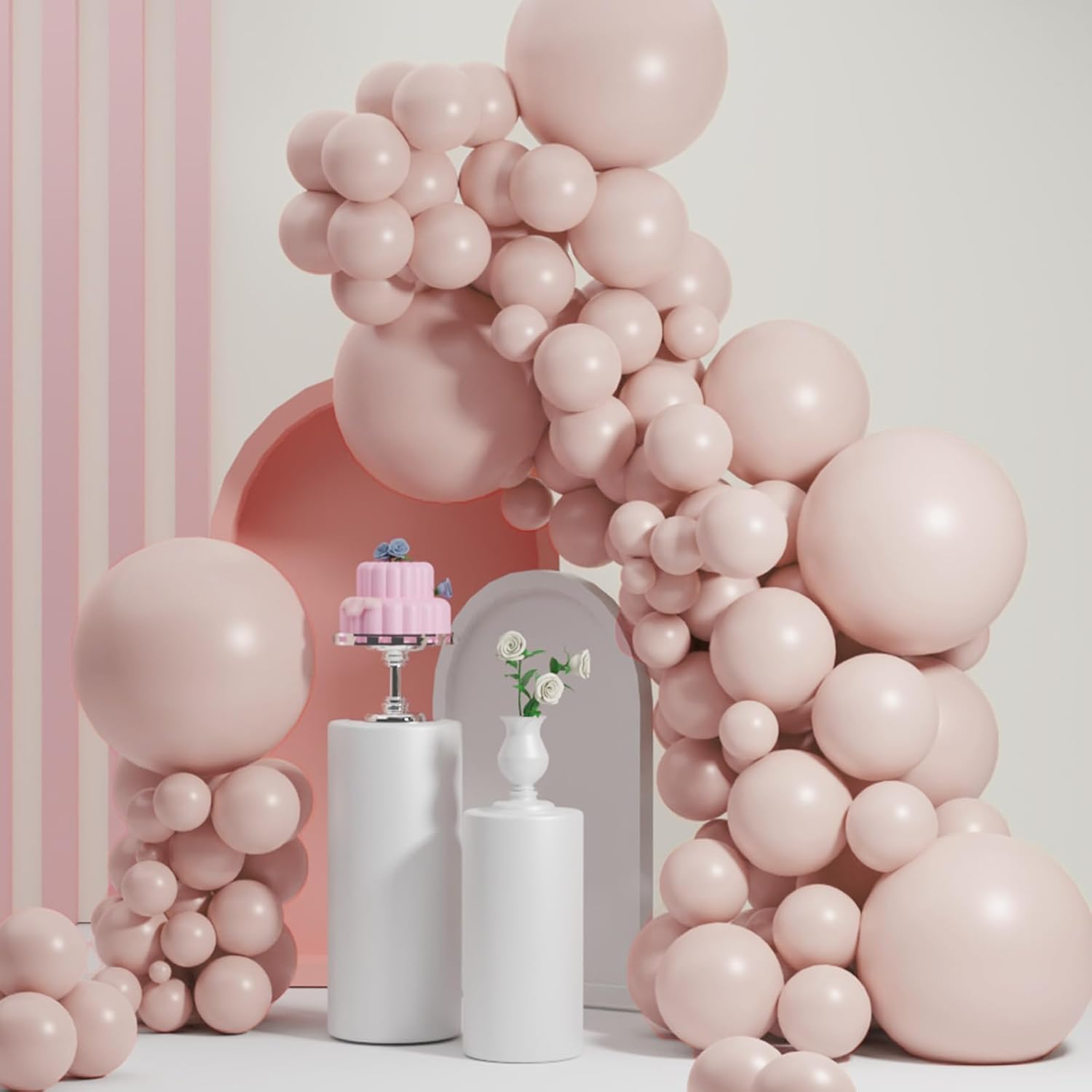 Matte Pink Balloons Different Sizes 18 12 10 5 Inch,Double Stuffed Matte Light Pink Balloon Arch Garland (Soft Baby Pink?
