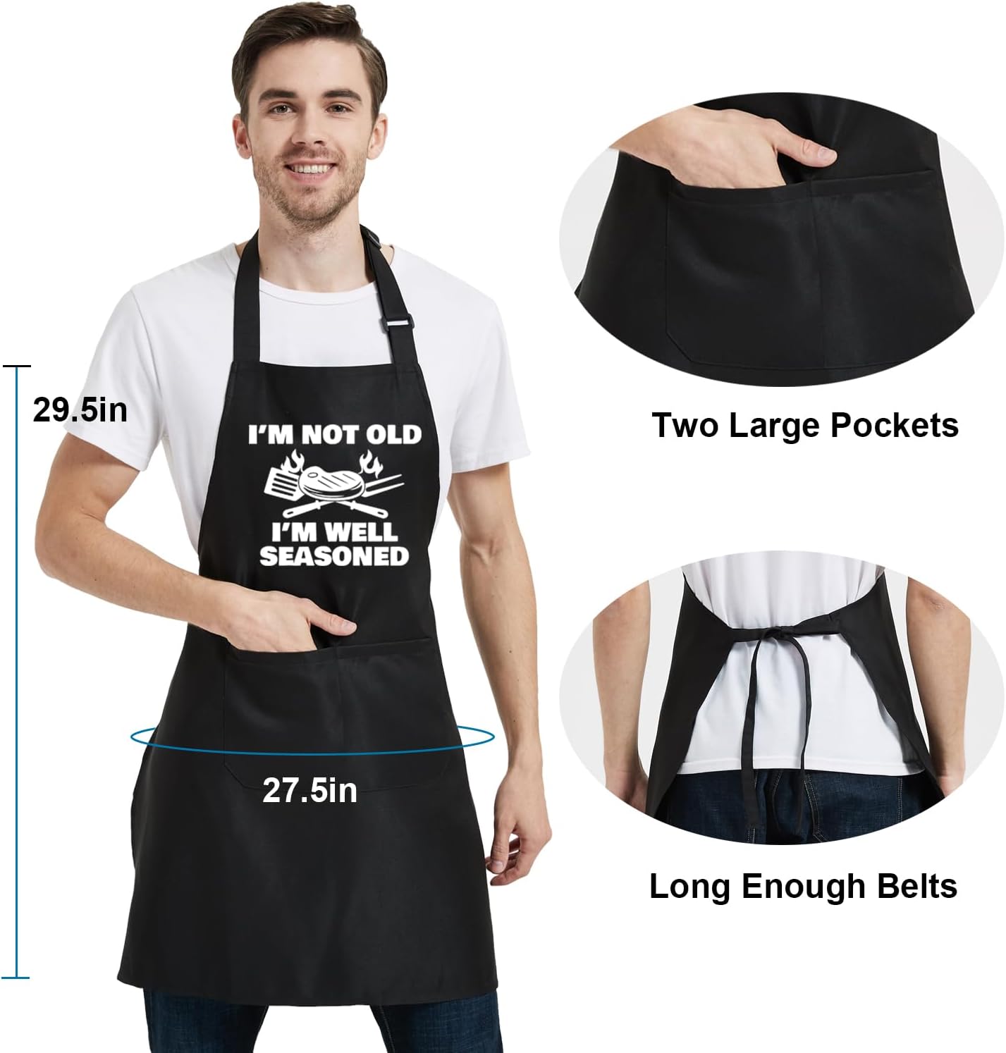 Funny Cooking Aprons for Women Men with Pocket, Grill Apron with Adjustable Neck Strap, Birthday Gift for Dad Mom - Image 2