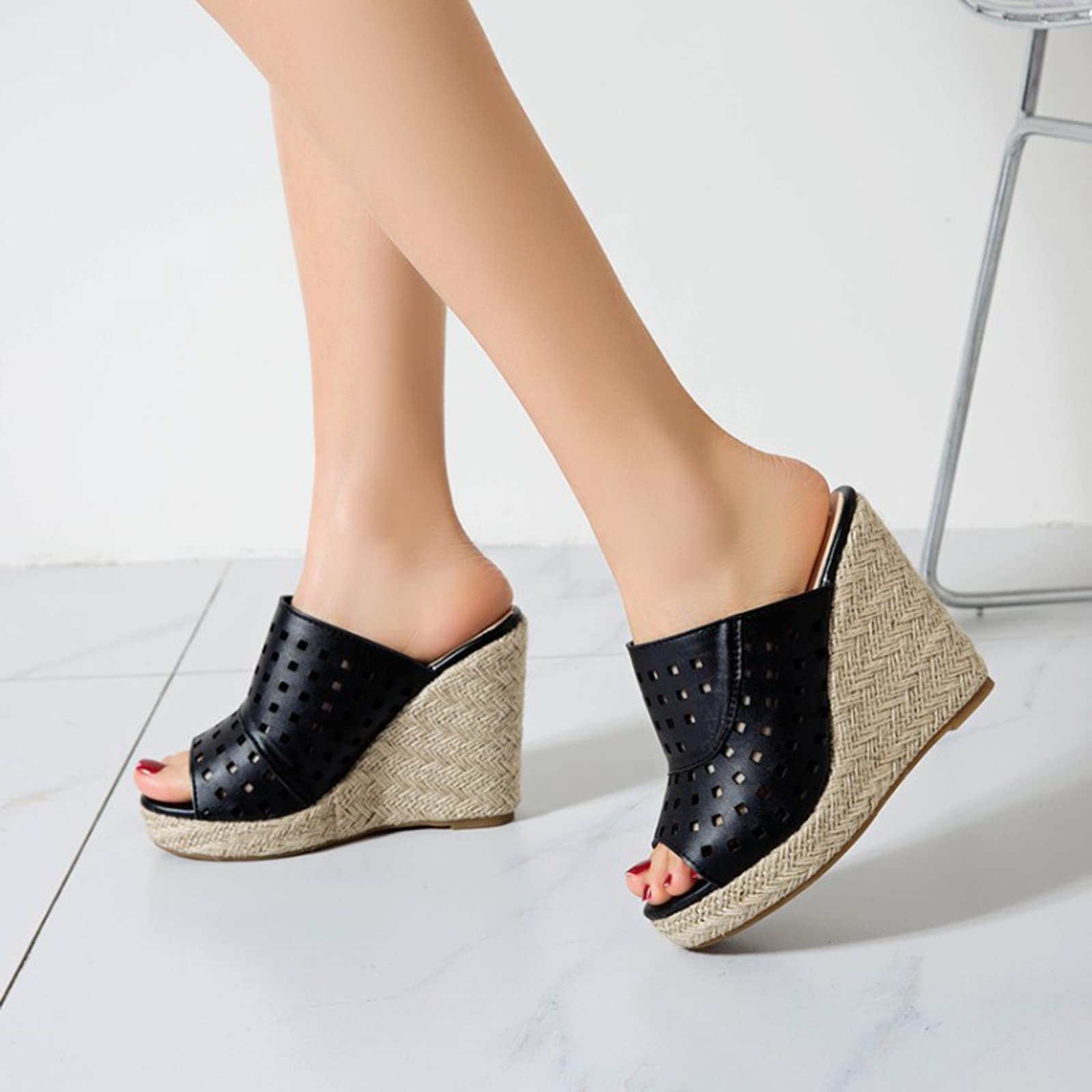 Generico Sandales Femme éTé Confortables LéGèRes AntidéRapantes Semelle Souple Respirantes Chaussures Femme éTé éLéGantes Mules OrthopéDiques Pieds Larges Ville Plage