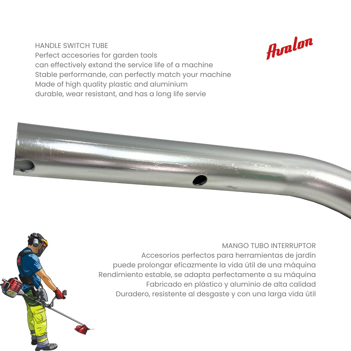Manubrio universale in alluminio per decespugliatore 22 cm - Include telecomando acceleratore con cavo 1 mm (ø 22 mm) per un controllo preciso, comodo e facile da montare