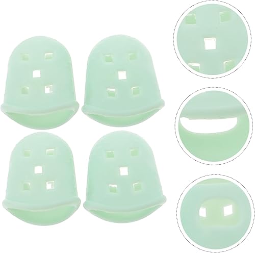 Miniatura 8 de Kisangel 2 pares de kalimba para dedo, púas para el pulgar de guitarra, protector de dedos de Kalimba, protectores de dedos de bajo, tapas de dedos