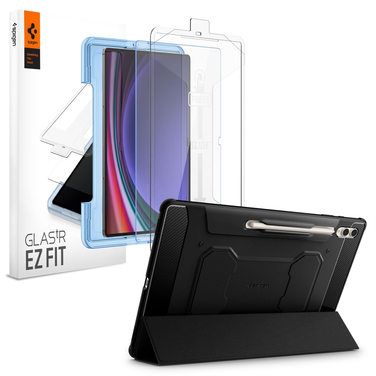 Galaxy Tab S10/S9/S8 Ultra Rugged Armor Pro Black & Galaxy Tab S9 Ultra / S10 Ultra Glas.…