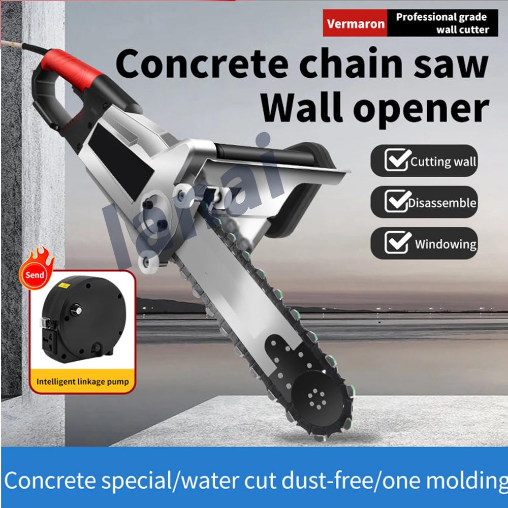 Motosierra eléctrica para hormigón,con Profundidad Corte 35/48 cm,Equipo Industrial para Cortar hormigón con Bomba Agua,Cadenas y Barras guía para Granito,hormigón y Piedra,35cm