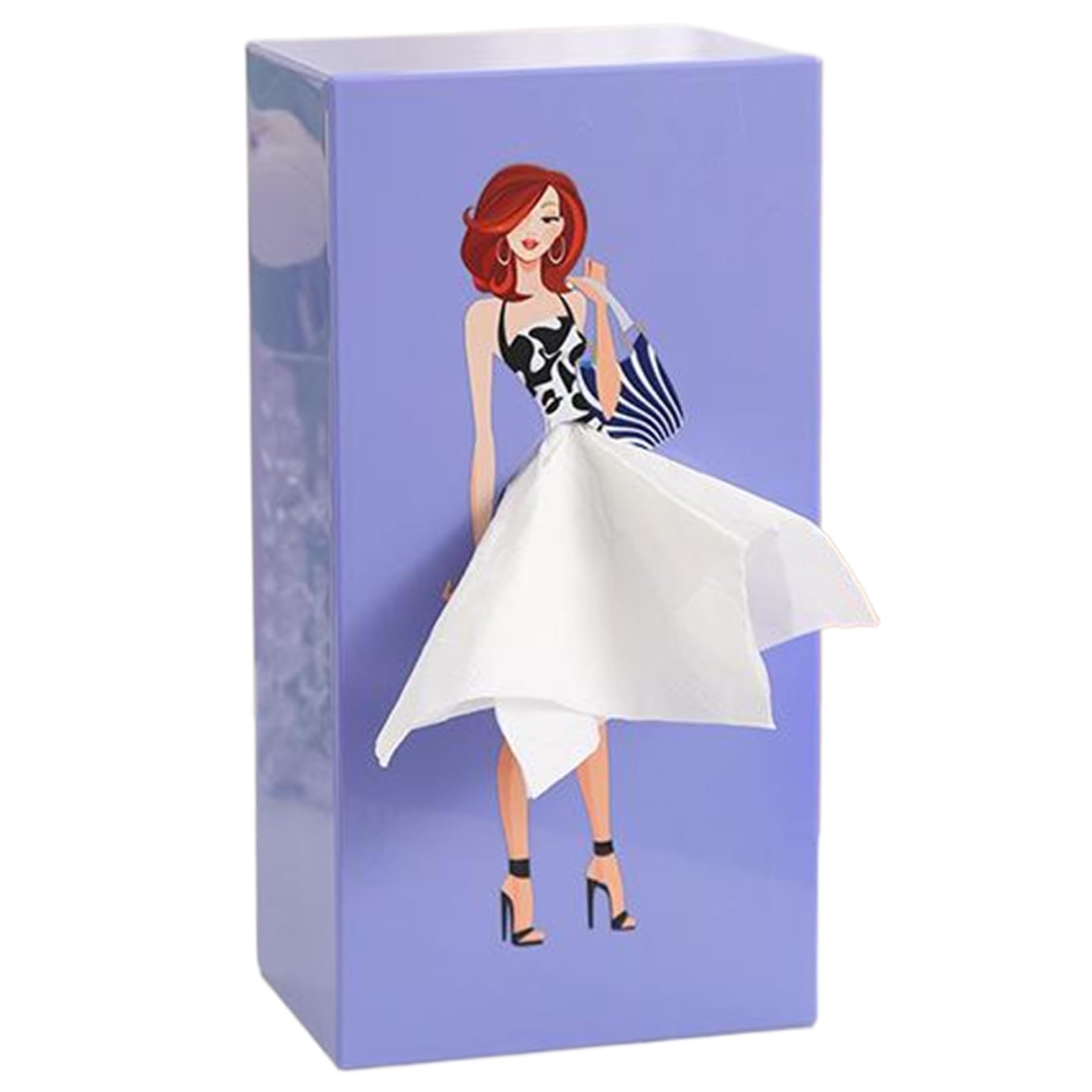 Vervevum Tissue Holder Cartoon Lady Skirt Tissue Box 10x5x4 ABS Cute Box Cover Reusable Hanging Cover for Facial Tissues, Napkins, Home Office Countertop, Cute