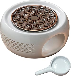 Tetera redonda de cerámica para calentar café, leche o té, color marrón