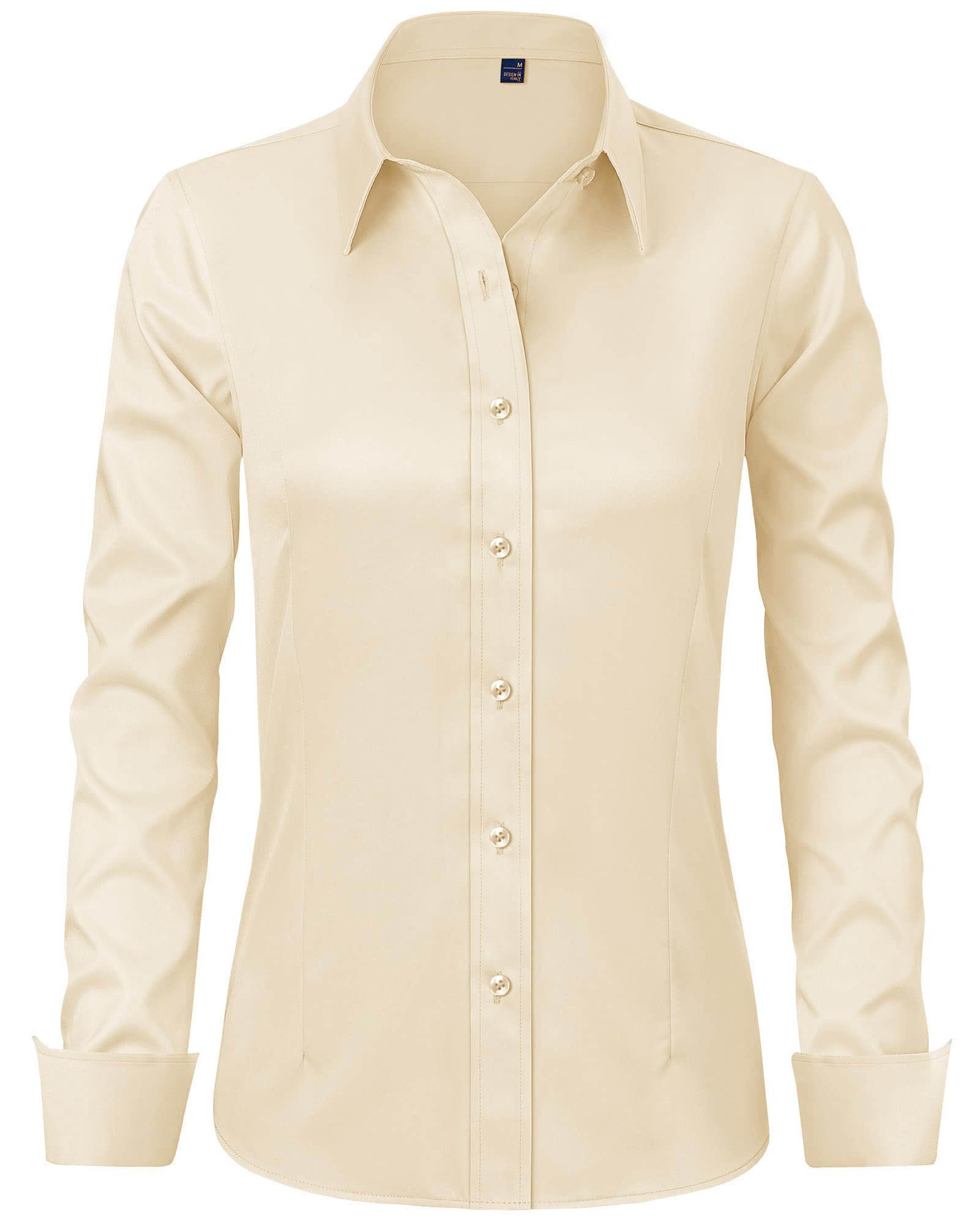 J.VER Bluse Damen Casual Business Bluse Damen Button Down Shirts Klassische Langarm Kragen Tops Bügelleichtes Modern Oberteil