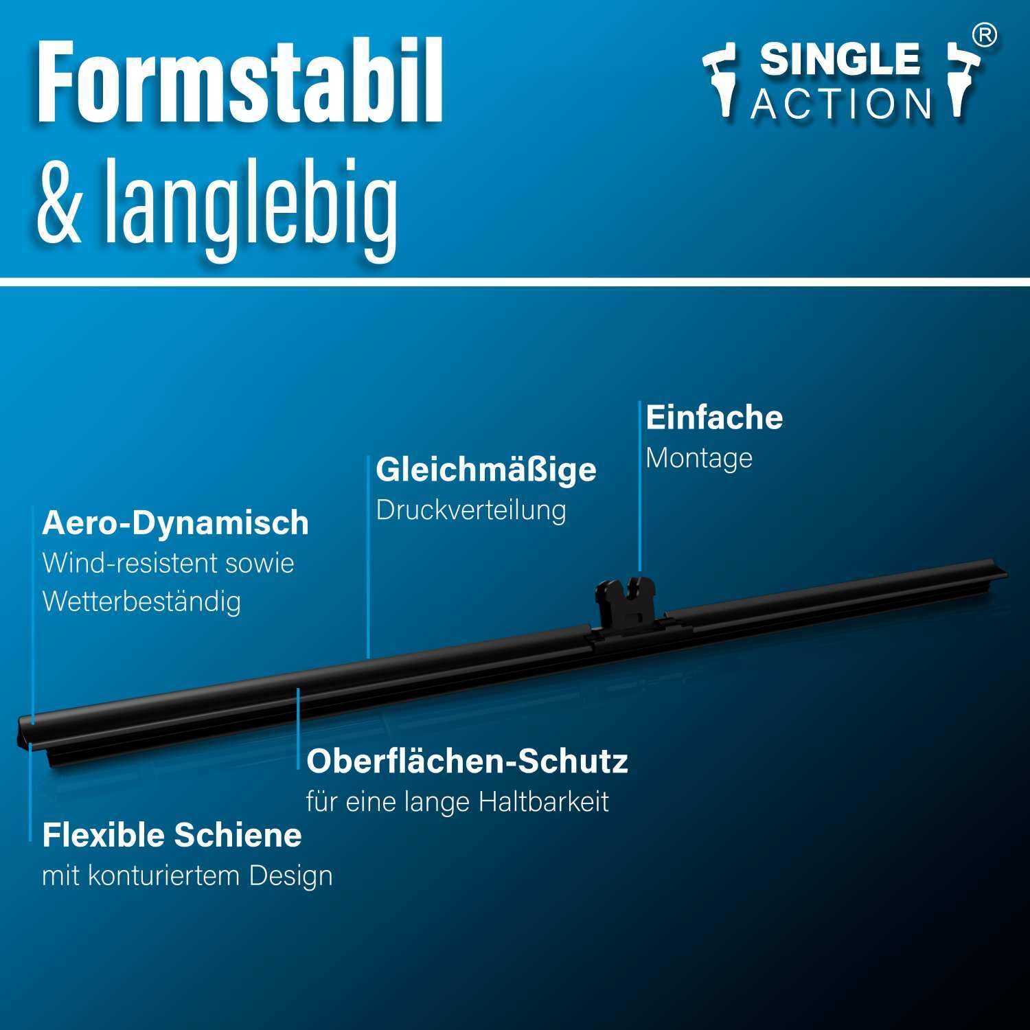 Tergicristalli per Land Rover Freelander II anno di costruzione 1006 – 1114 | Single Action Premium Set Tergicristalli Auto Anteriori | Spazzole di Alta Qualità per una Visione Chiara | Set per