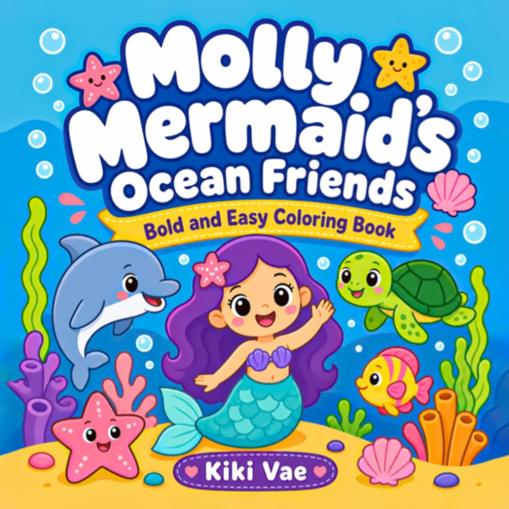 Molly Mermaid's Ocean Friends: Bold and Easy Coloring Book (Cozy Coloring Collection)