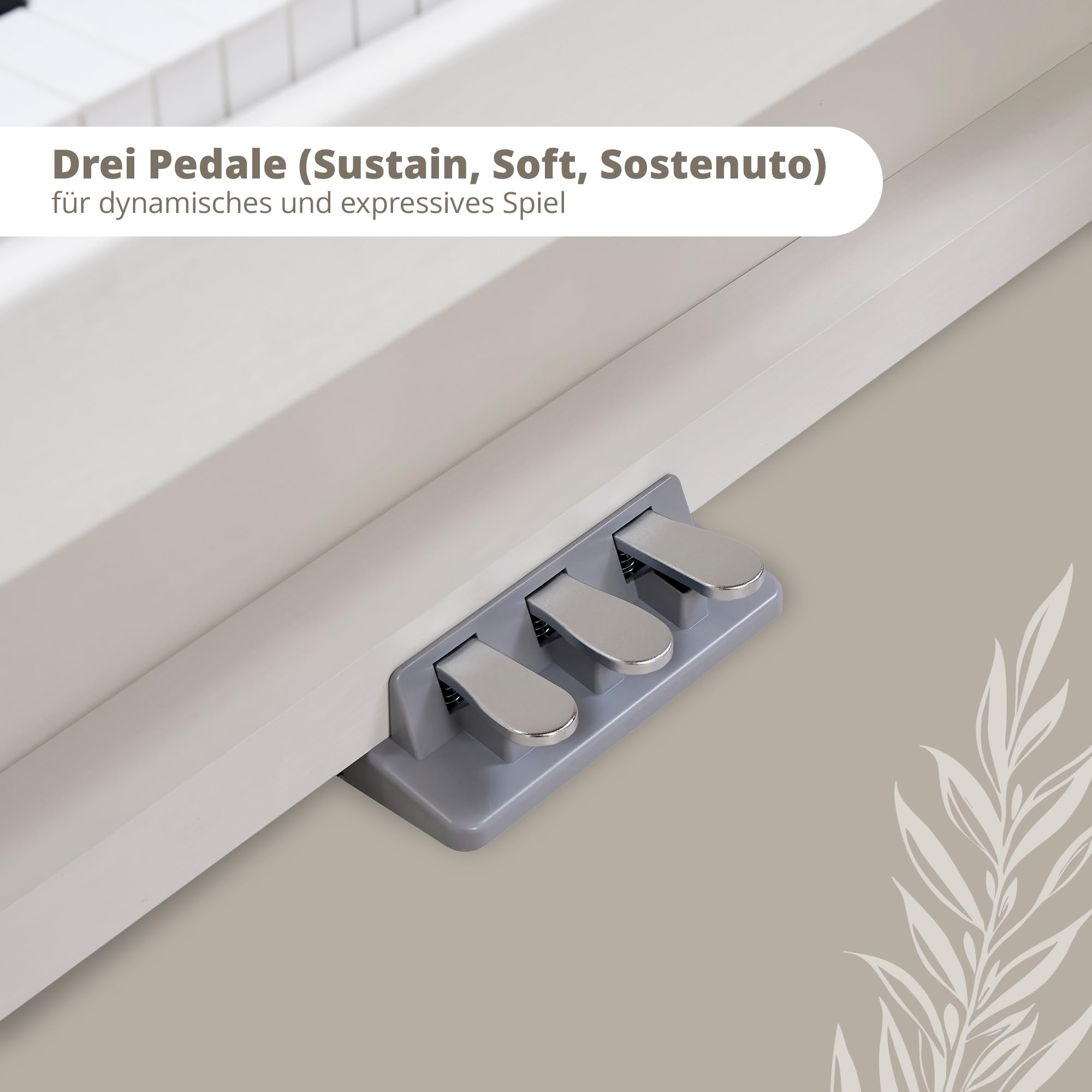 Classic Cantabile DP-220 WM E-Piano Blanco mate Set, Polifonía de 64 notas | 88 teclas ponderadas con mecanismo de martillo, Sensibilidad al tacto ajustable en 5 niveles, 10 canciones demo internas