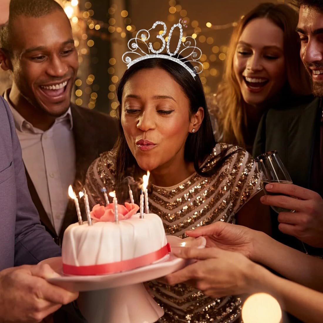 Set 30° Compleanno Donna: Fascia '30 & FABULOUS' E Tiara Oro Rosa Con Scritta - Decorazioni Per Festa - 6