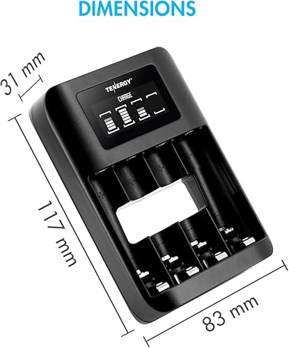 Miniatura 8 de Tenergy Premium Pro Paquete de 4 pilas AA y 4 AAA recargables y cargador de batería portátil TN474U, ideal para electrónica profesional de alto