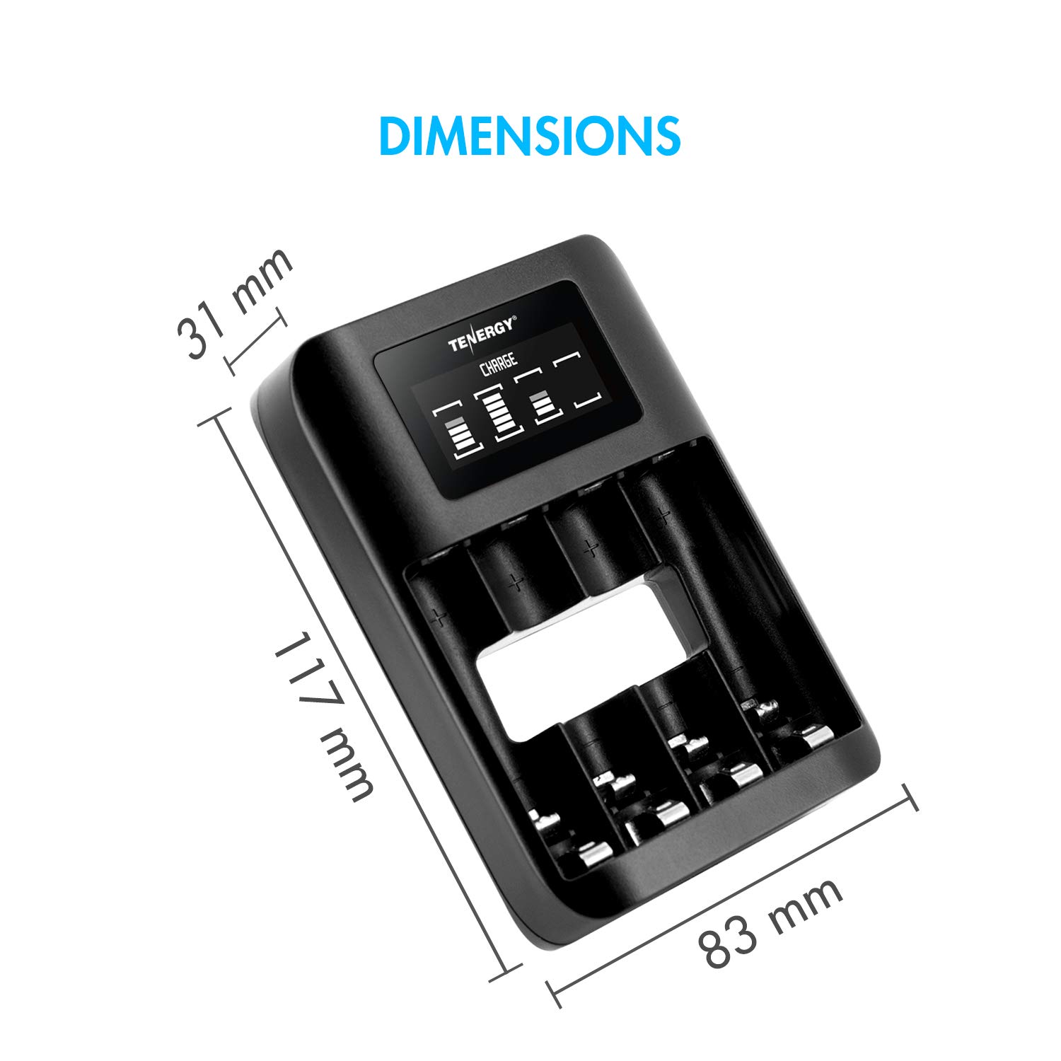 Tenergy Premium Pro Lot de 4 piles AA et 4 piles AAA rechargeables et chargeur de batterie portable TN474U, idéal pour l'électronique professionnelle haute performance