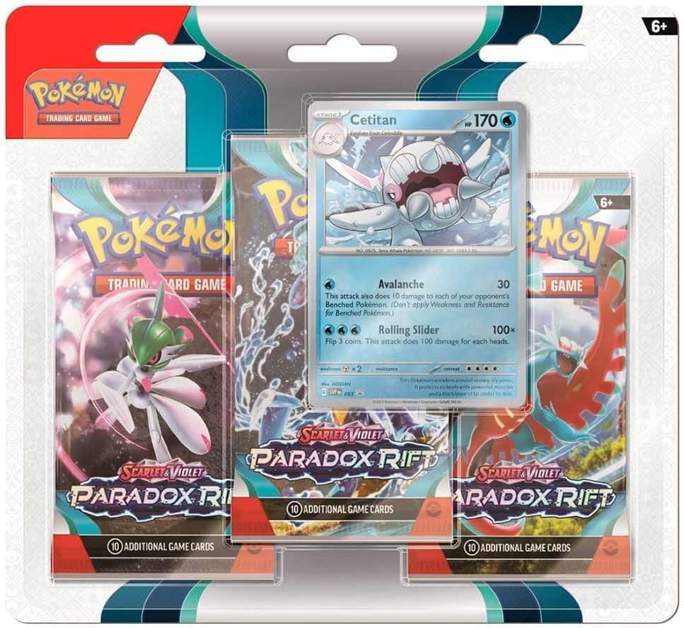 Amazon.com: Pokemon TCG: Paradox Rift - 3-Pack Blister | Cetitan