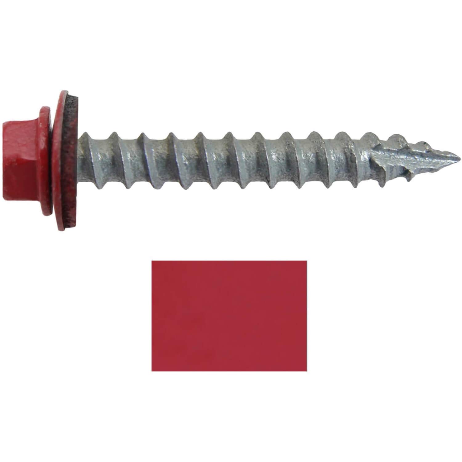 14 x 1-1/2" rosso cremisi viti per coperture in metallo - testa rondella esagonale - autoavviamento/maschiatura - Rondella EPDM. 1 x 250 pezzi - 250 viti