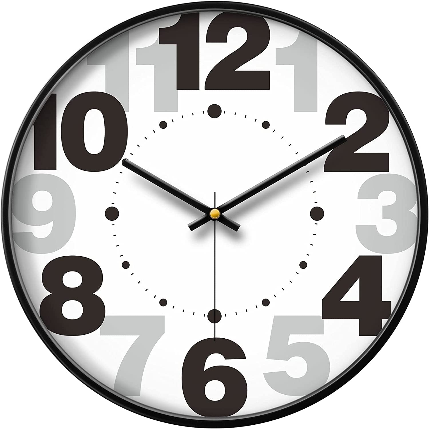 TEKCOOL Wall Clock 12" Silent Quartz Decorative Wall Clock Non-Ticking Classic Digital Clock Battery Operated Round Easy to Read Handheld Complete Home/Kitchen/Bedroom(433).