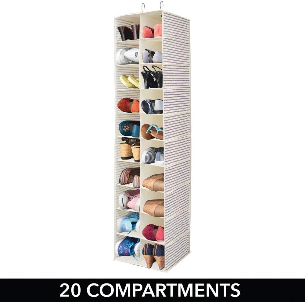 mDesign Wardrobe Organiser — Large Hanging Shoe Organiser with 20
