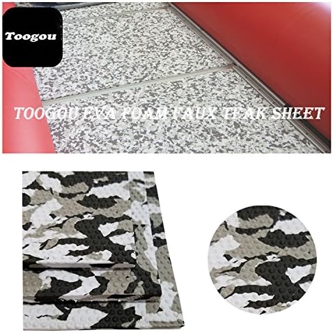 Toogou Eva Foam Embossed Marine Flooring Mat (98" × 28", Camouflage) with Strong Glue at The Back, DIY Decking for Boats, Kayak (Snow Camo)