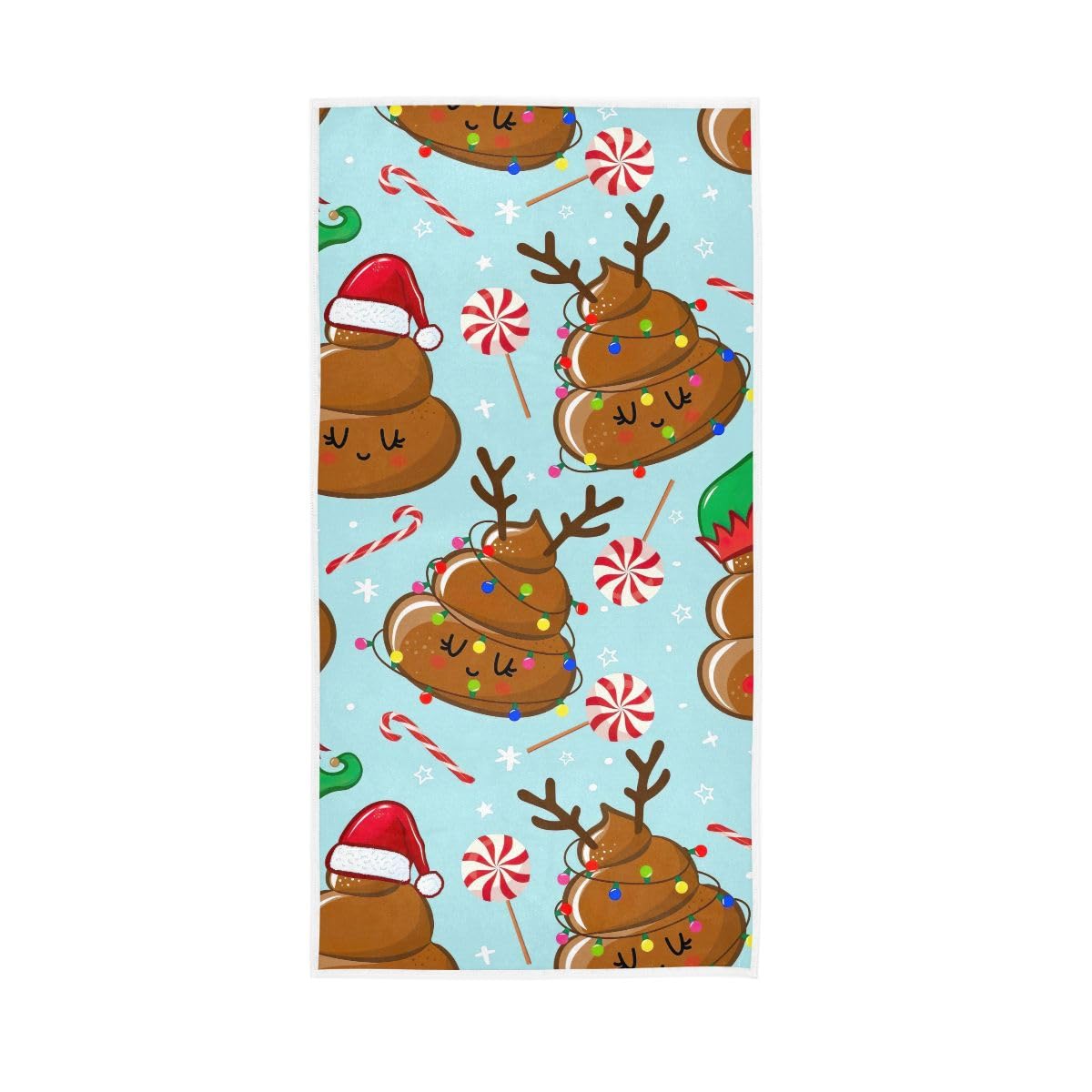 LSRCPD Christmas Poop Design Blue Hand Towel, Multipurpose Bathroom Towel for Bathroom, Gym, Hotel, Spa 15 x 30 Inches
