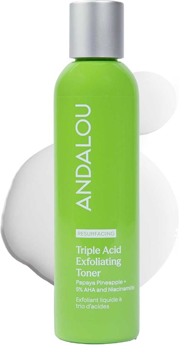 Tónico exfoliante de triple ácido rejuvenecedor (6 fl oz) | Tónico triple AHA al 5% para textura desigual, poros obstruidos y manchas oscuras, ácido glicólico, láctico y mandélico con niacinamida