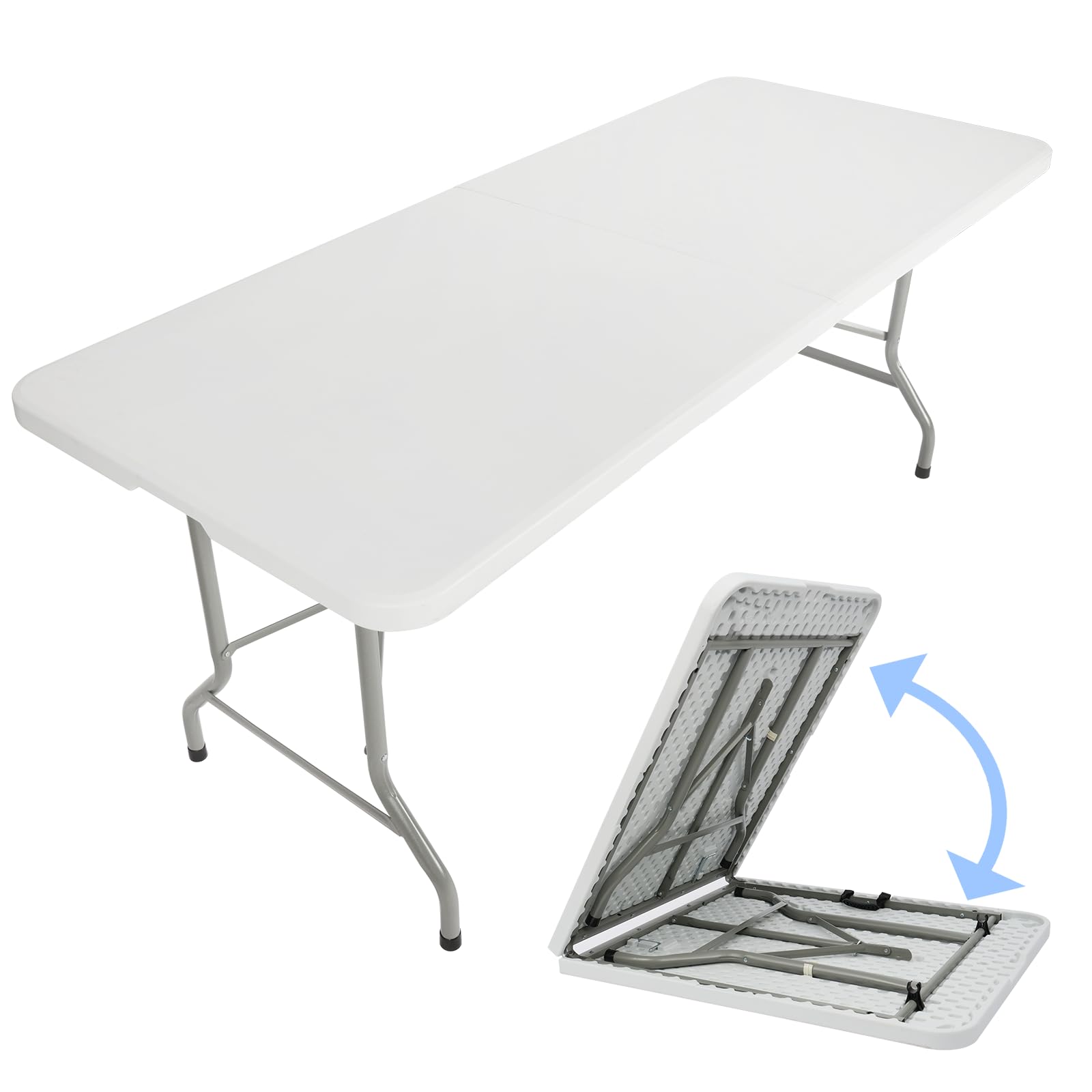 (Similar) 6ft Heavy Duty Portable Folding Table - Plastic Dining Table Indoor/Outdoor White Plastic Table for Parties, BBQs, and Camping