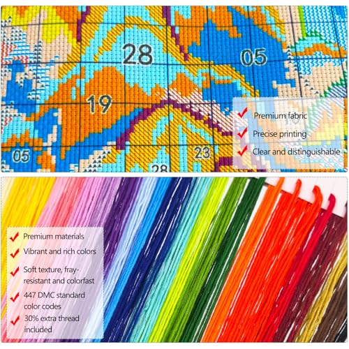 Image of Zhenqing 4-Pack Butterfly Cross Stitch Kits - 11CT 24x24cm Aida Cloth with Blue, Pink & Floral Designs - Vibrant Home Wall Art Decor Set(68121)