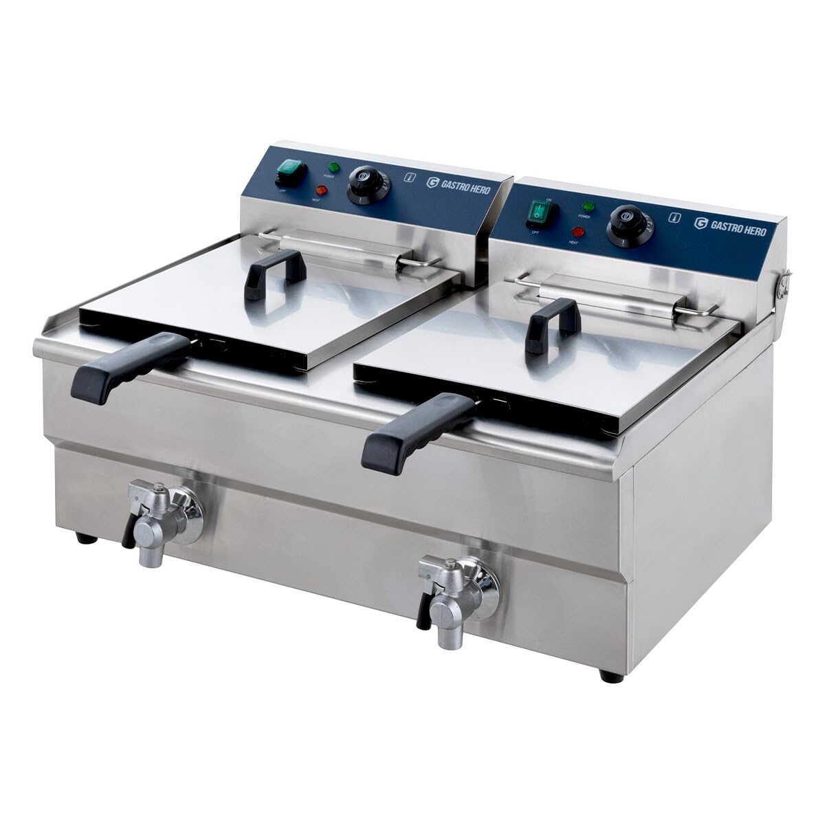 GastroHero Elektro Doppelfritteuse, 2x 13 L, 400 V, Edelstahl EFE213A