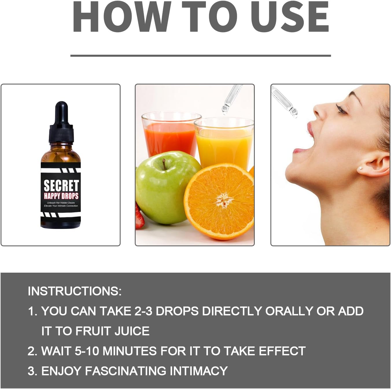 3 Bottles Secret Happy Drops, Wellness Supplement for Men and Women, Physical and mental pleasure, physical comfort,Meet your requirements