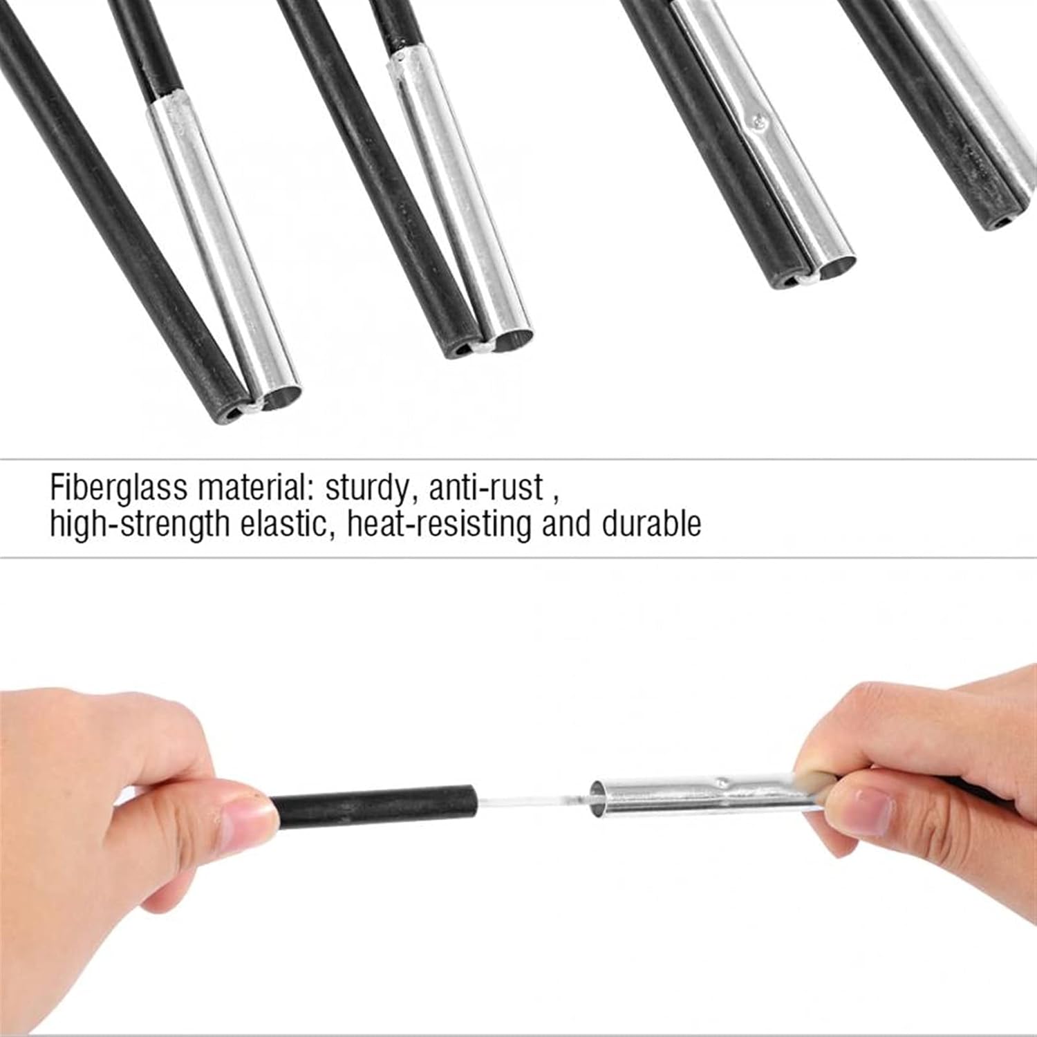 2pcs Tent Rod 4.9/4.48/ 4M Fiberglass Camping Tent Pole 8/ 7mm Spare Replacemet Tent Supporting Rods Awning Frames Accessories (Color : 4.9M x 8mm) (4.48M x 8mm)