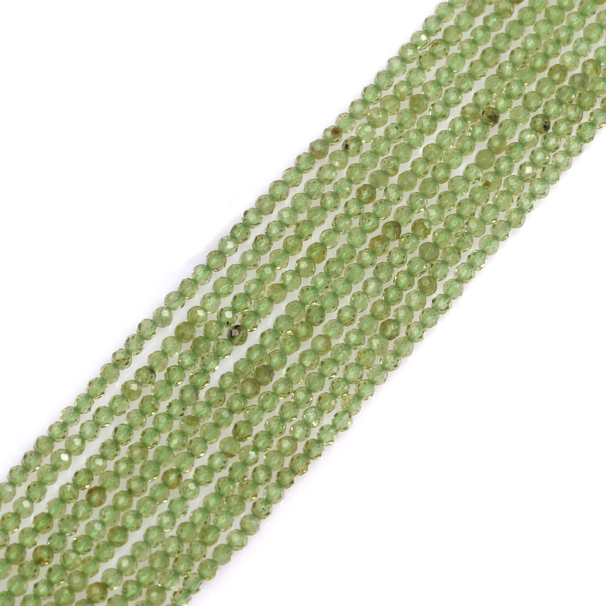 Gem-Inside 2mm Natural Green Peridot Quartz Real Crystal Gemstone Faceted Spacer Beads for Jewelry Making Strand 15'' — image 1