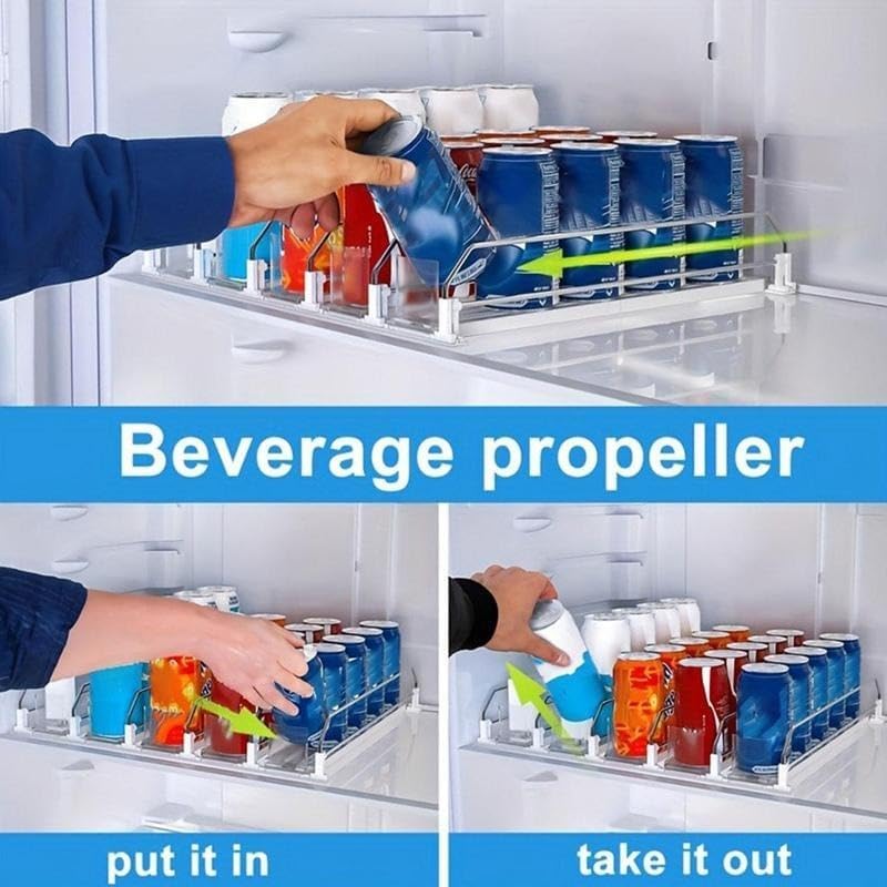 Can Dispenser, 1 Set/3 Counts Can Dispenser with Positioning Buckle, Soda Can Organizer, Drink Organizer for Fridge, Freezer Safe Kitchen Gadgets,Kitchen Storage Rack (1 Set-31cm/12.2in*42cm/16.5in)